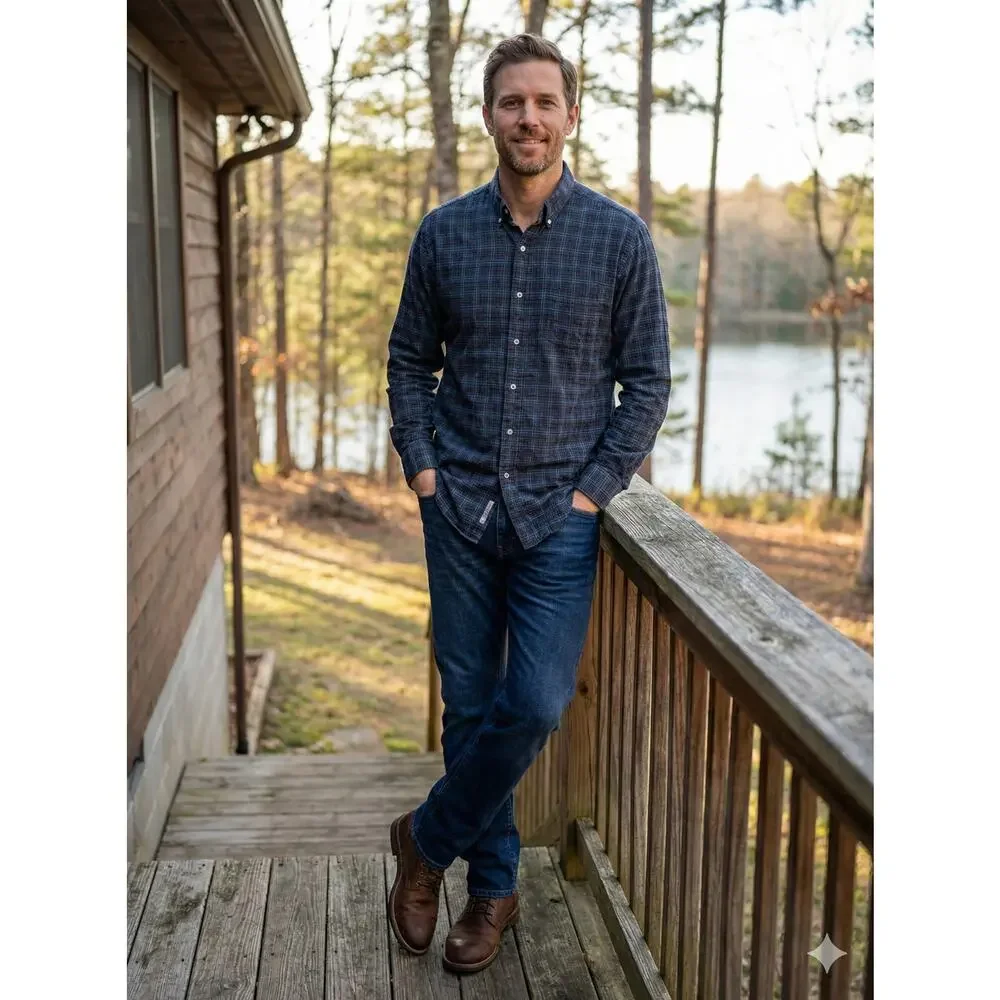 J. McLaughlin Men's XL Preppy Dad Old Money‎ Plaid Lumberjack Button Down Shirt